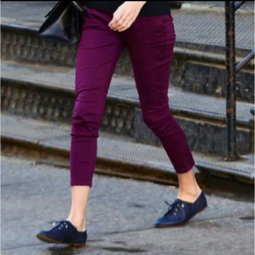 J. Crew Womens Frankie Stretch Plum Purple Cotton Ankle Pants Trousers Size 00